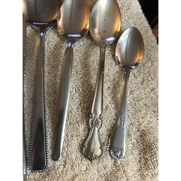 Vintage Lot of Silverware Some Tarnished Fork Spoons And Knifes Mixed 7 Pcs - Picture 4 of 7